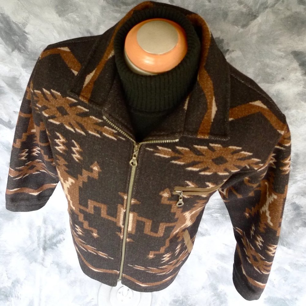 Rare Vintage Pendleton High Grade Western Wear Wool Blanket Jacket Coat - Picture 5 of 10